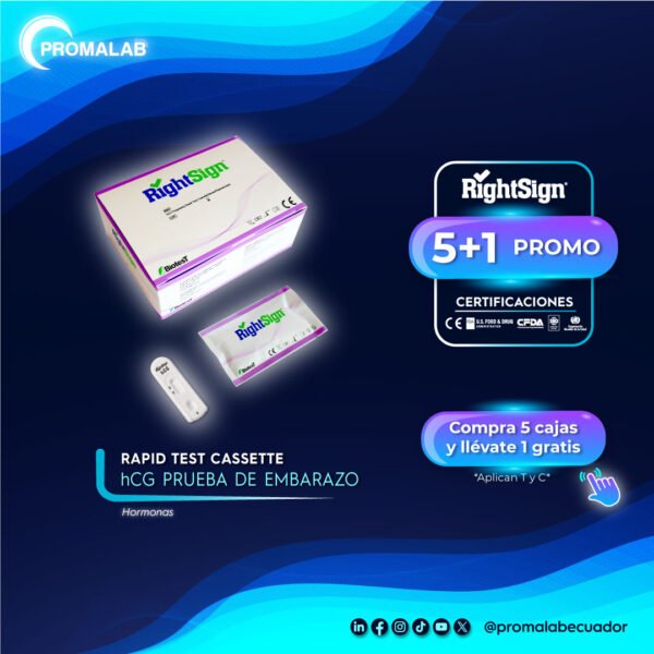 hCG - Prueba de Embarazo - Rapid Test Cassette - RightSign - 5+1 - Promoción