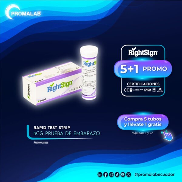 hCG - Prueba de Embarazo - Rapid Test Strip - RightSign - 5+1 - Promoción