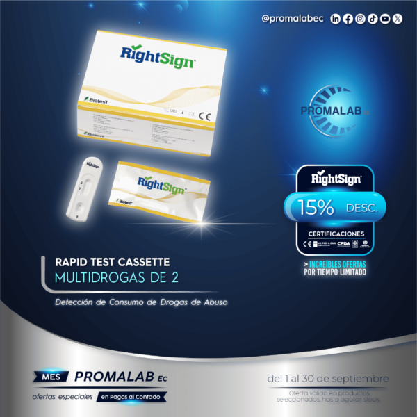 Multidrogas de 2 Parámetros - Rapid Test Cassette- RightSign - 15% de Descuento