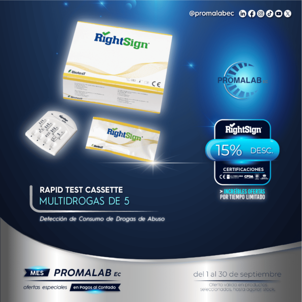 Multidrogas de 5 Parámetros - Rapid Test Cassette- RightSign - 15% de Descuento