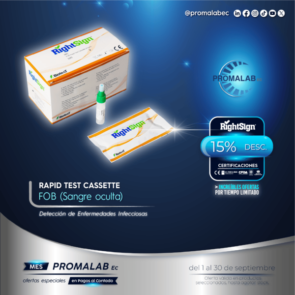 FOB - Sangre oculta en heces - Rapid Test Cassette - RightSign - 15% de Descuento