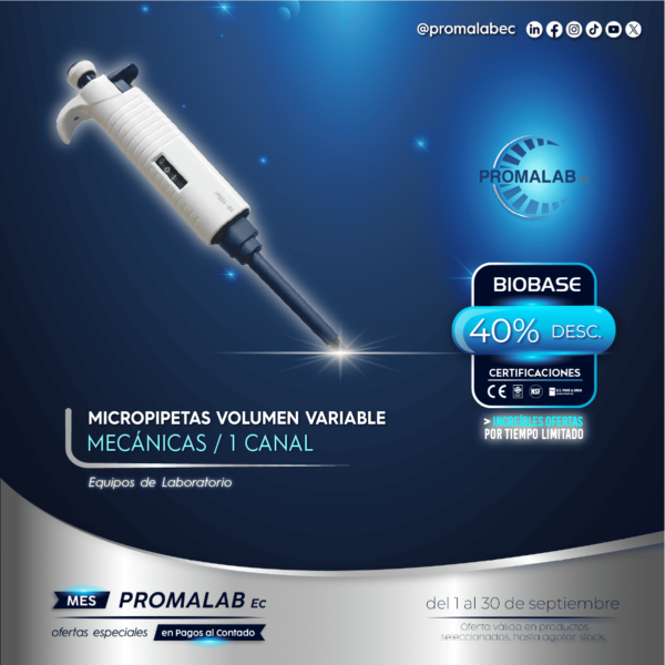 MICROPIPETA - Mecánica - 1 Canal - Volumen Variable y Plus - Biobase - 40% de Descuento